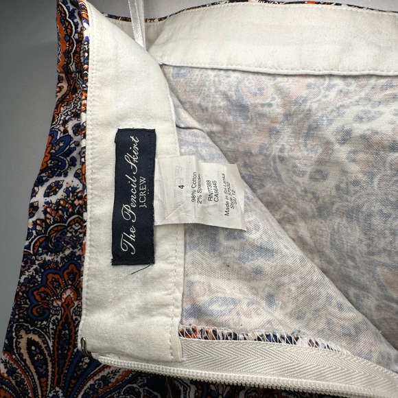 J. Crew pencil skirt in blue, orange and white paisley - Picture 3 of 3
